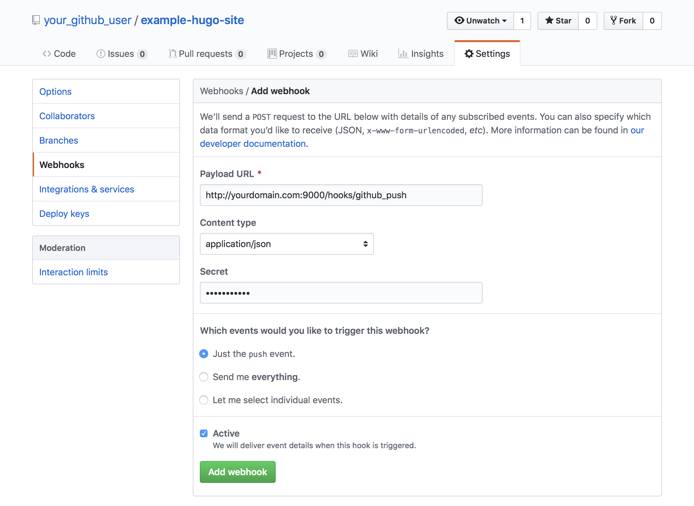 GitHub - New Webhook Configuration