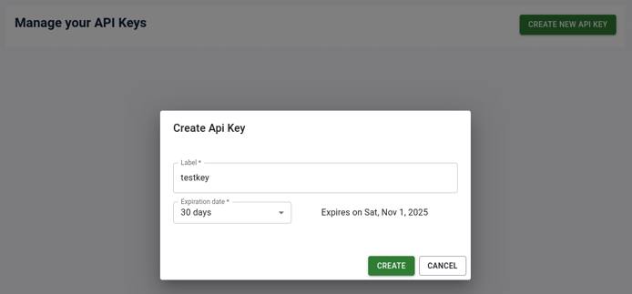 zot API key creation
