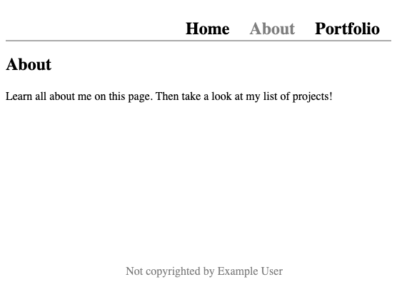 The about page for the example app The about page for the example app