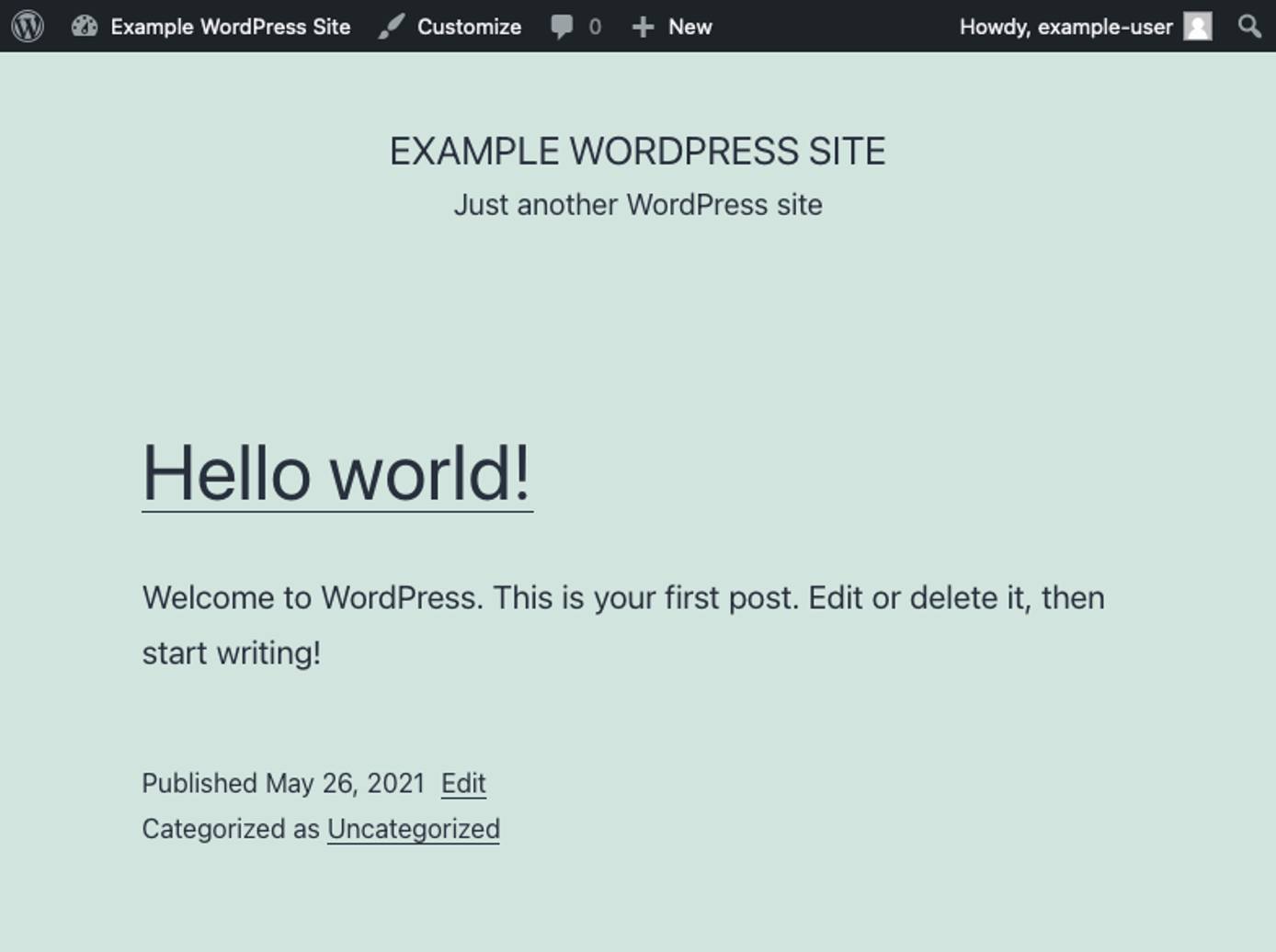 WordPress’s default, “Hello, World!” post.