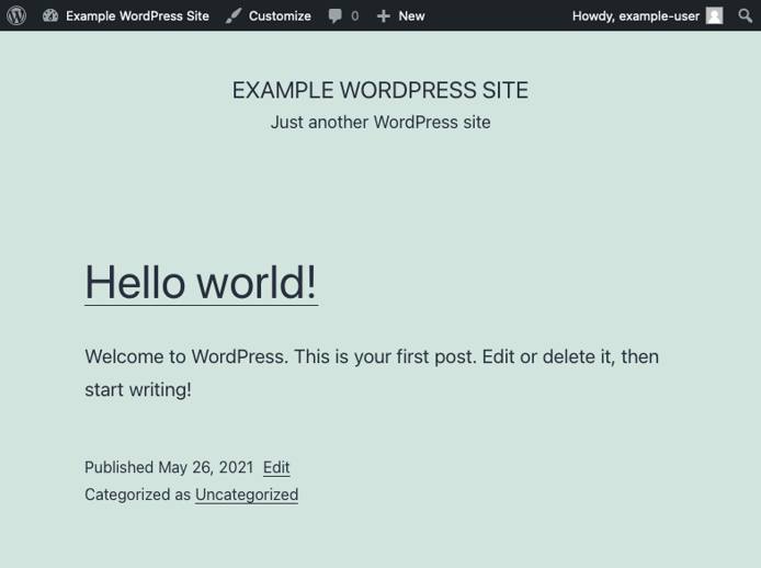 WordPress’s default, “Hello, World!” post.