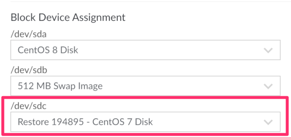 Add Restore Disk to Block Device Assignment