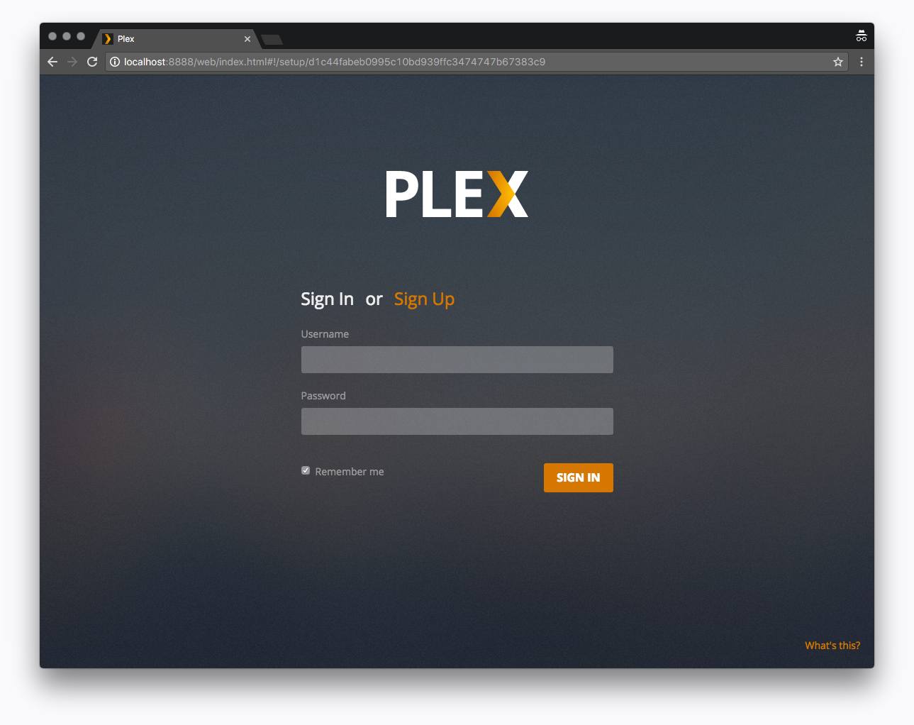 Plex web interface.