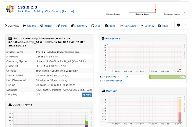 A device detailed within LibreNMS A device detailed within LibreNMS