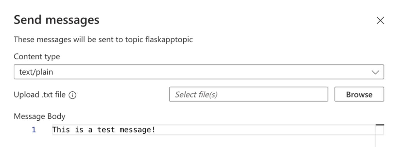 Azure Service Bus Explorer UI for publishing messages to a topic. Azure Service Bus Explorer UI for publishing messages to a topic.