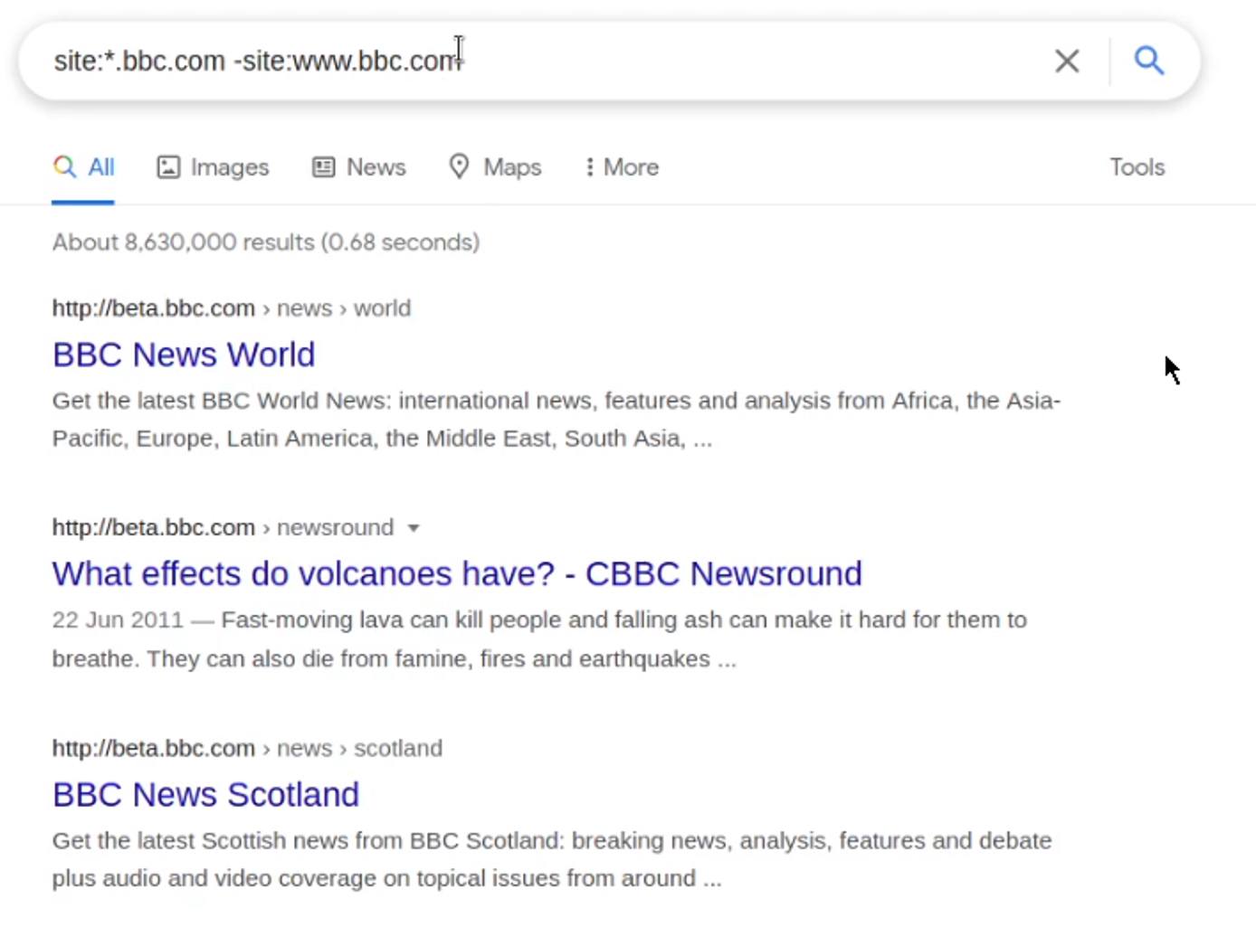 Google Dork screenshot Google Dork screenshot