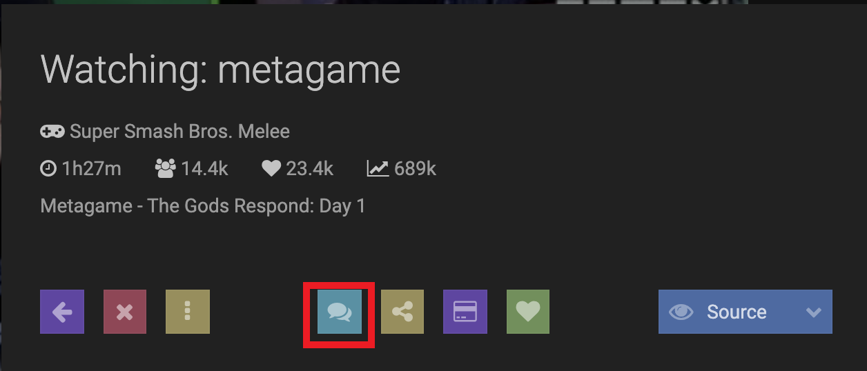 Click on the chat icon to open a stream’s chat window.