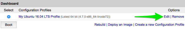 Select “Edit” to modify your Configuration Profile