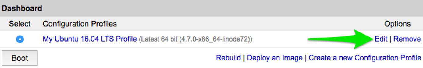 Select “Edit” to modify your Configuration Profile