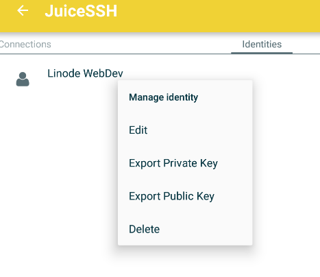 JuiceSSH Export SSH Key JuiceSSH Export SSH Key