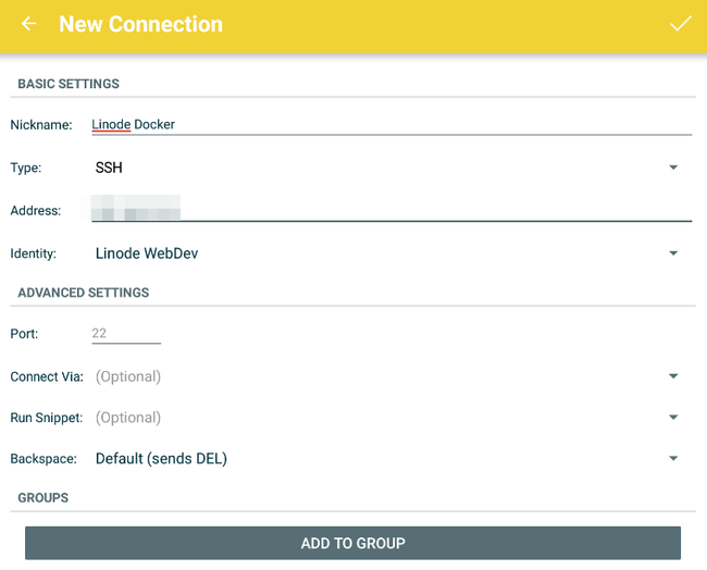 JuiceSSH Connection Settings JuiceSSH Connection Settings