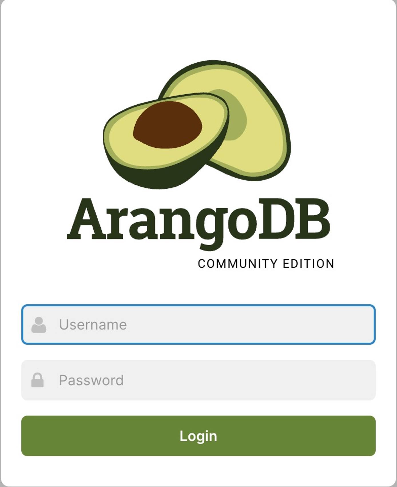 Screenshot of the ArangoDB login page