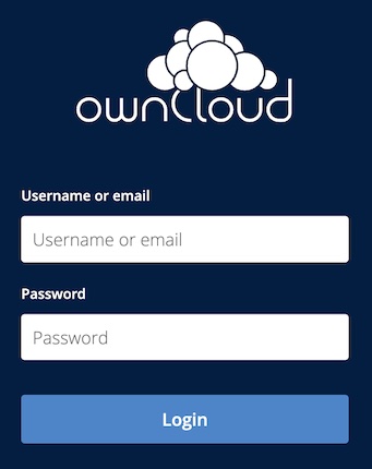 ownCloud Login Screen ownCloud Login Screen