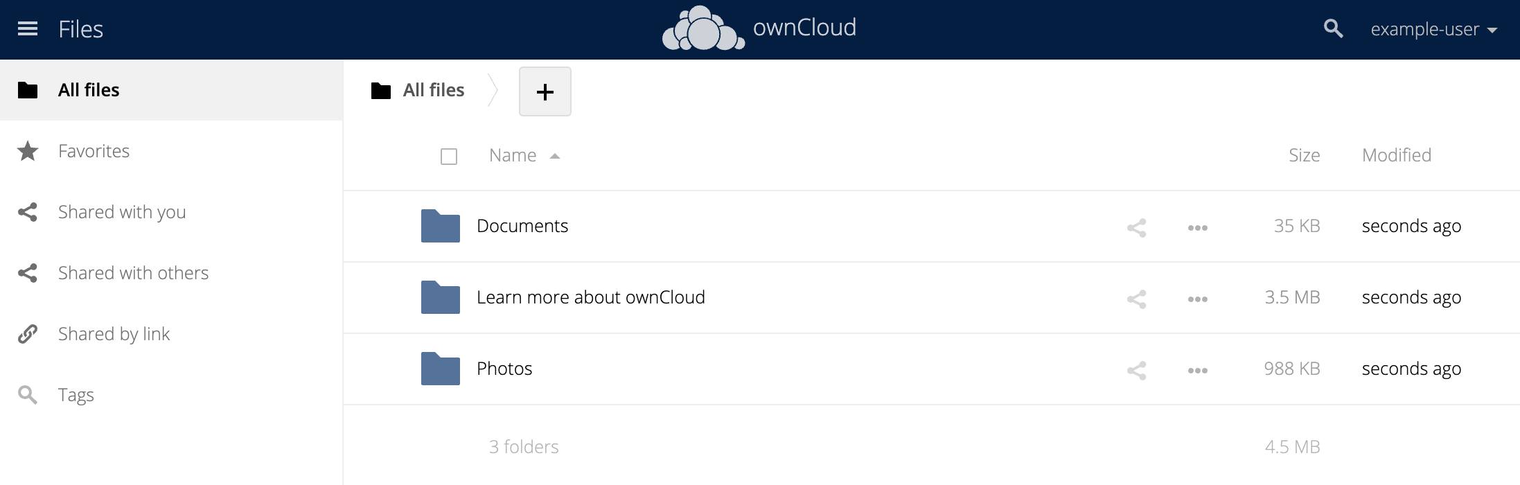 ownCloud Files Screen ownCloud Files Screen